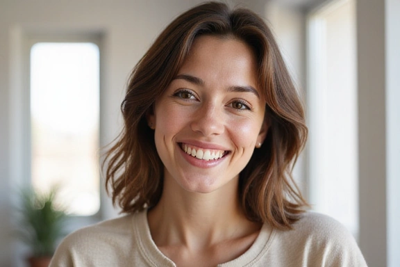 Mujer joven sonriendo después de una recuperación